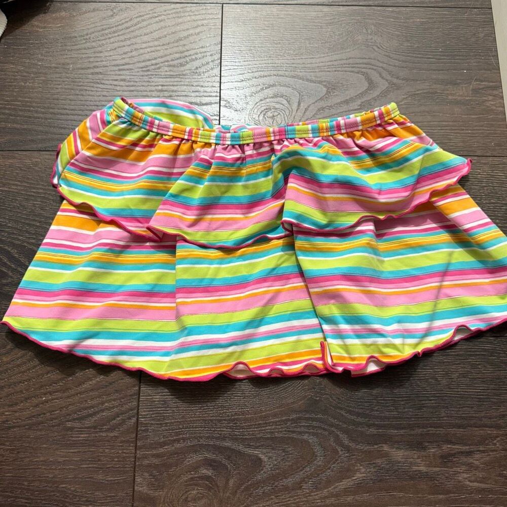 Garnet Hill Girls Kids 10 Rainbow Ruffle Swim Skirt